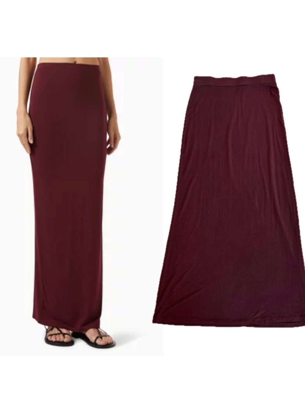 Reitmans Signature burgundy red long maxi pencil skirt stretchy Sz XS